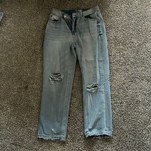 high rise ripped jeans